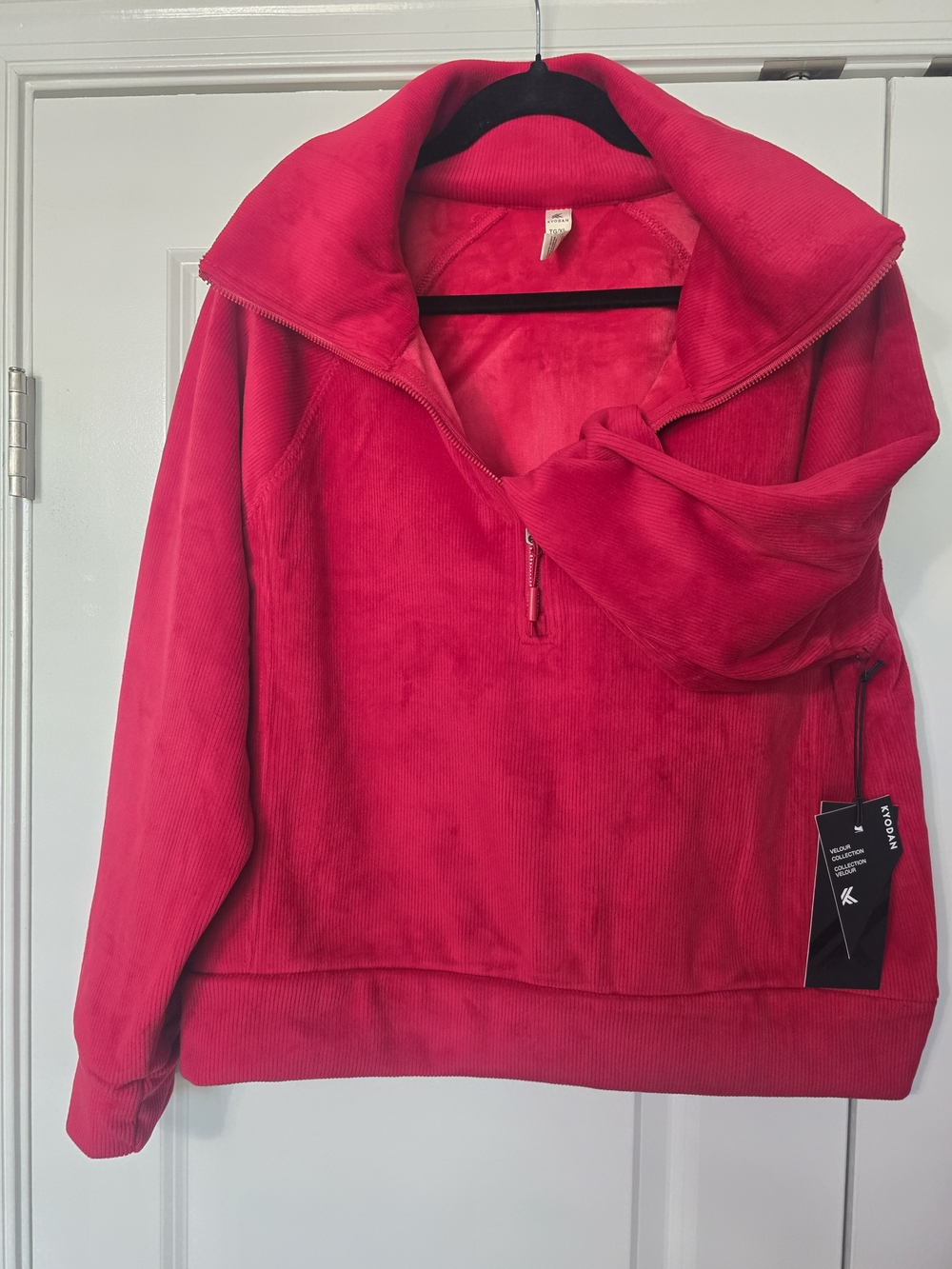 Cozy Half-Zip Pullover Sweatshirt - Bright Red